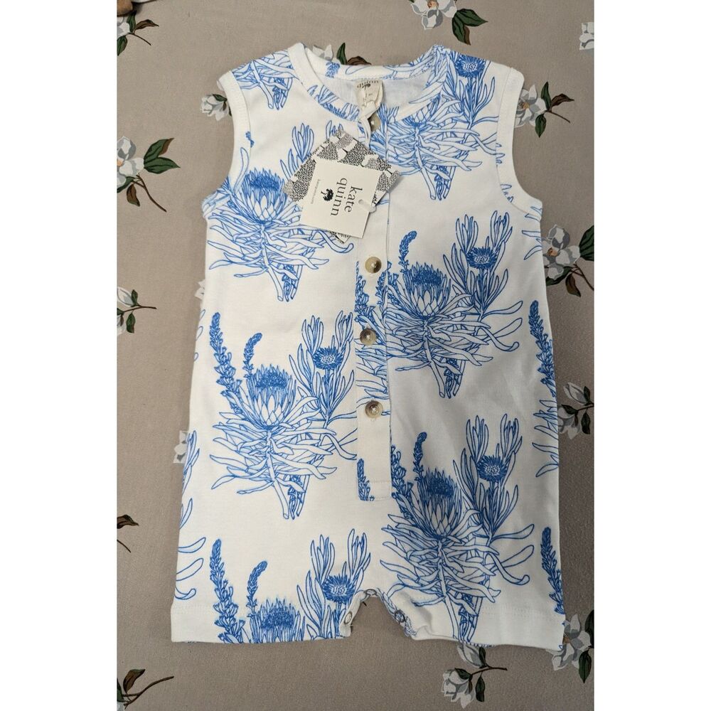 NWT Kate Quinn Protea Tank 100% Organic Cotton Romper size 6-12 Months
